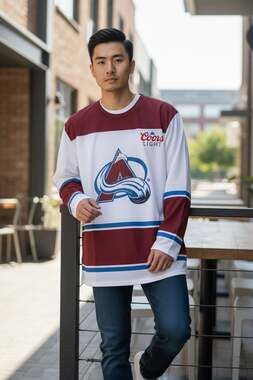 Colorado Avalanche BDA Coors Light NHL Hockey Long Sleeve Jersey Shirt